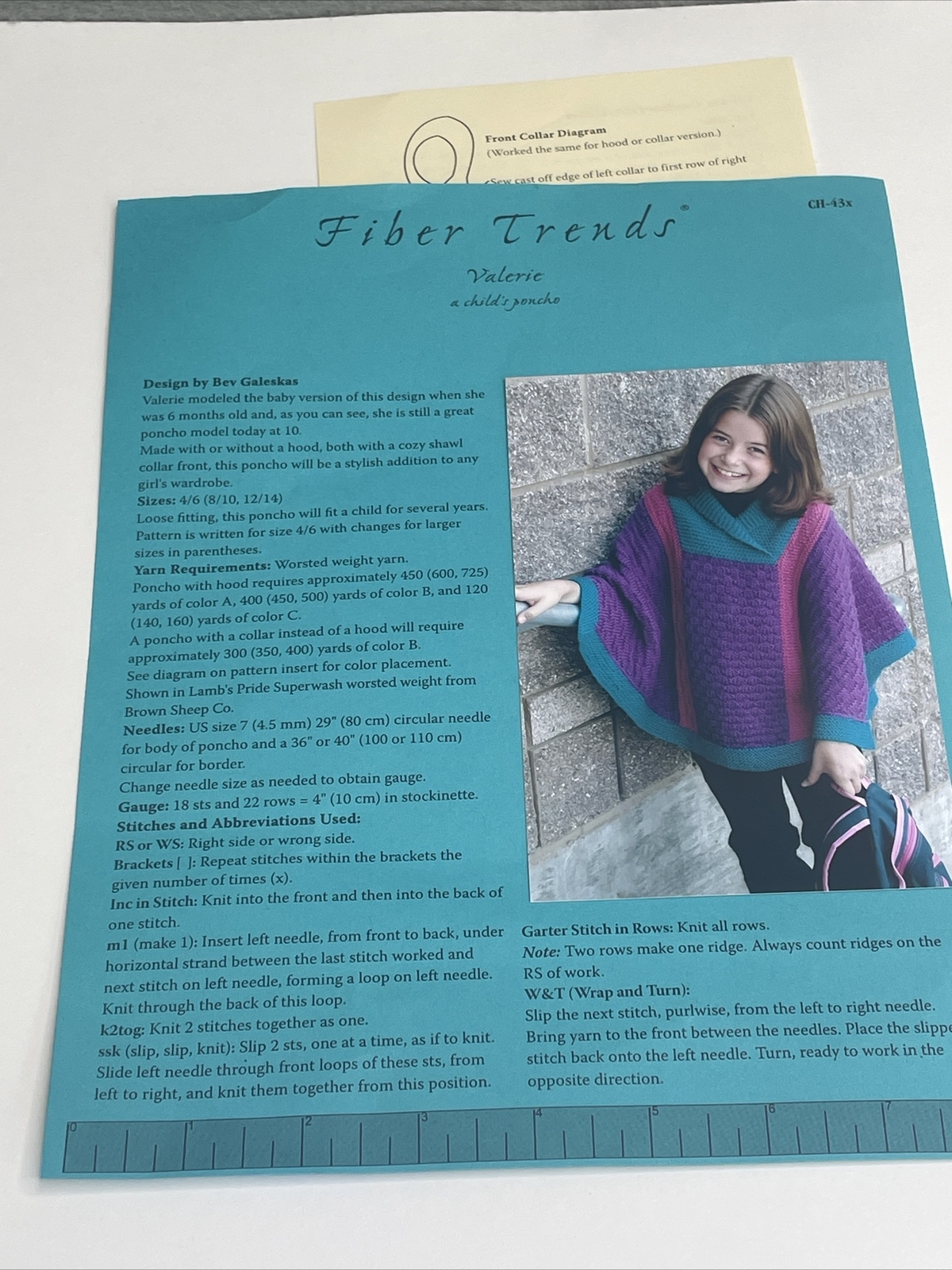 Fiber Trends Valerie A Child's Poncho Knitting Pattern