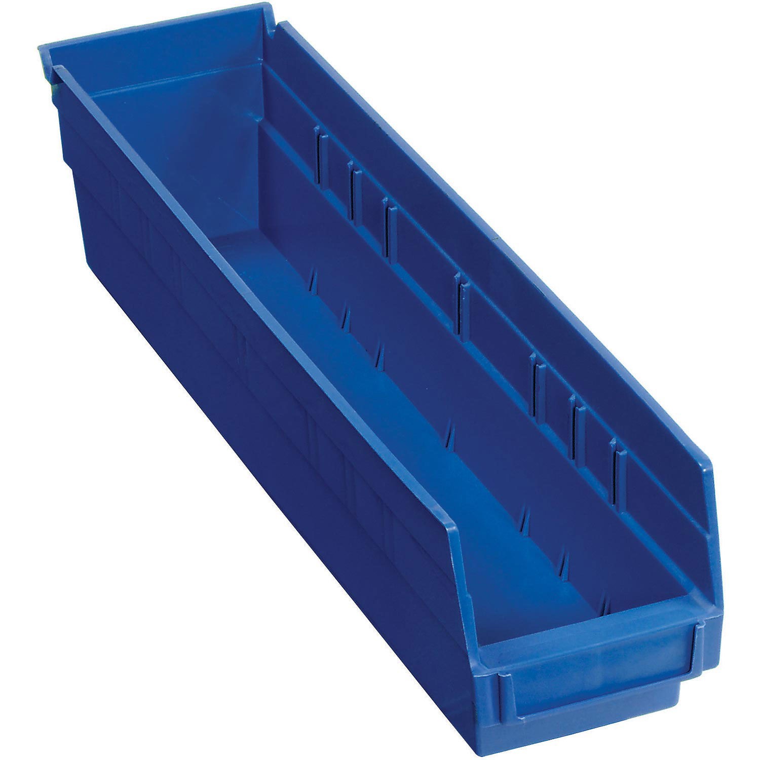 Nestable Shelf Storage Bin Plastic 4-1/8"Wx 17-7/8"D x 4"H Blue Lot of 12