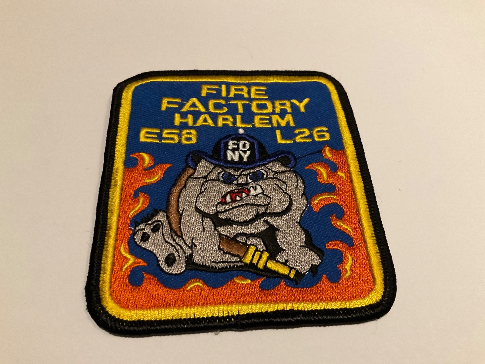 New York Fire Department patch Harlem E 58. English Bulldog. NEAT