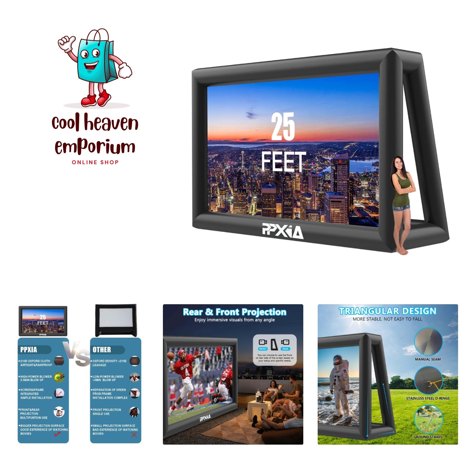 Easy Setup 25ft Inflatable Movie Screen - Your Home Theater Experience Outside