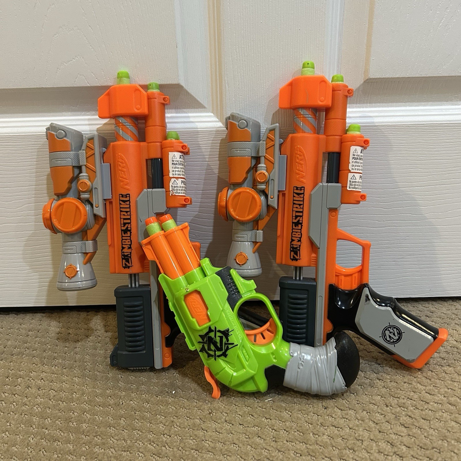 Nerf Zombie Strike ZED Squad Clear Shot + DoubleStrike Lot w/ Scopes & Bullets