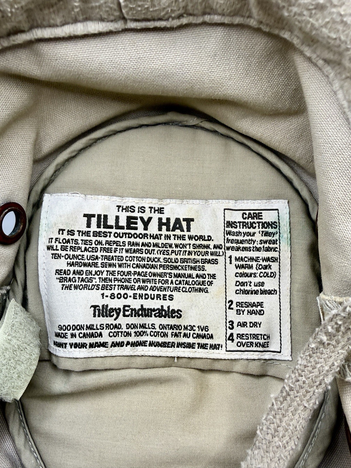 Tilley Endurables Airflo Snap Up Unisex Khaki Hat 7-1/4 Fishing Hiking Gardening