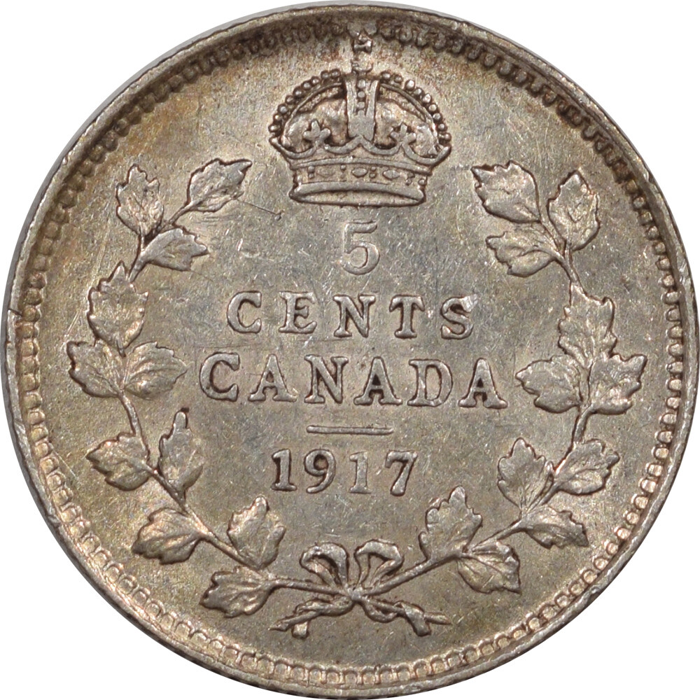 1917 5 CENTS CANADA KM-22 - HIGH GRADE EXAMPLE!