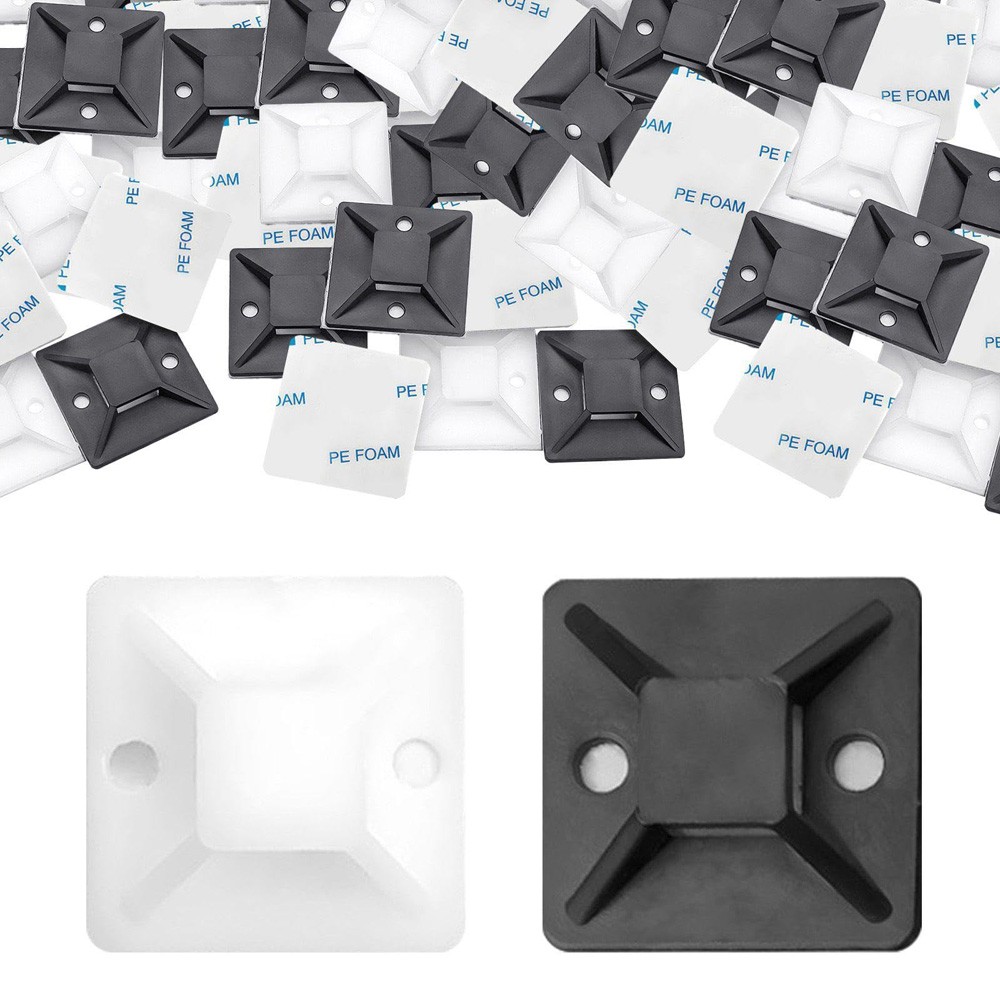 Self Adhesive Cable Tie Mounts Clips for Wire, Cable, Conduit, Tubing, Sleeving
