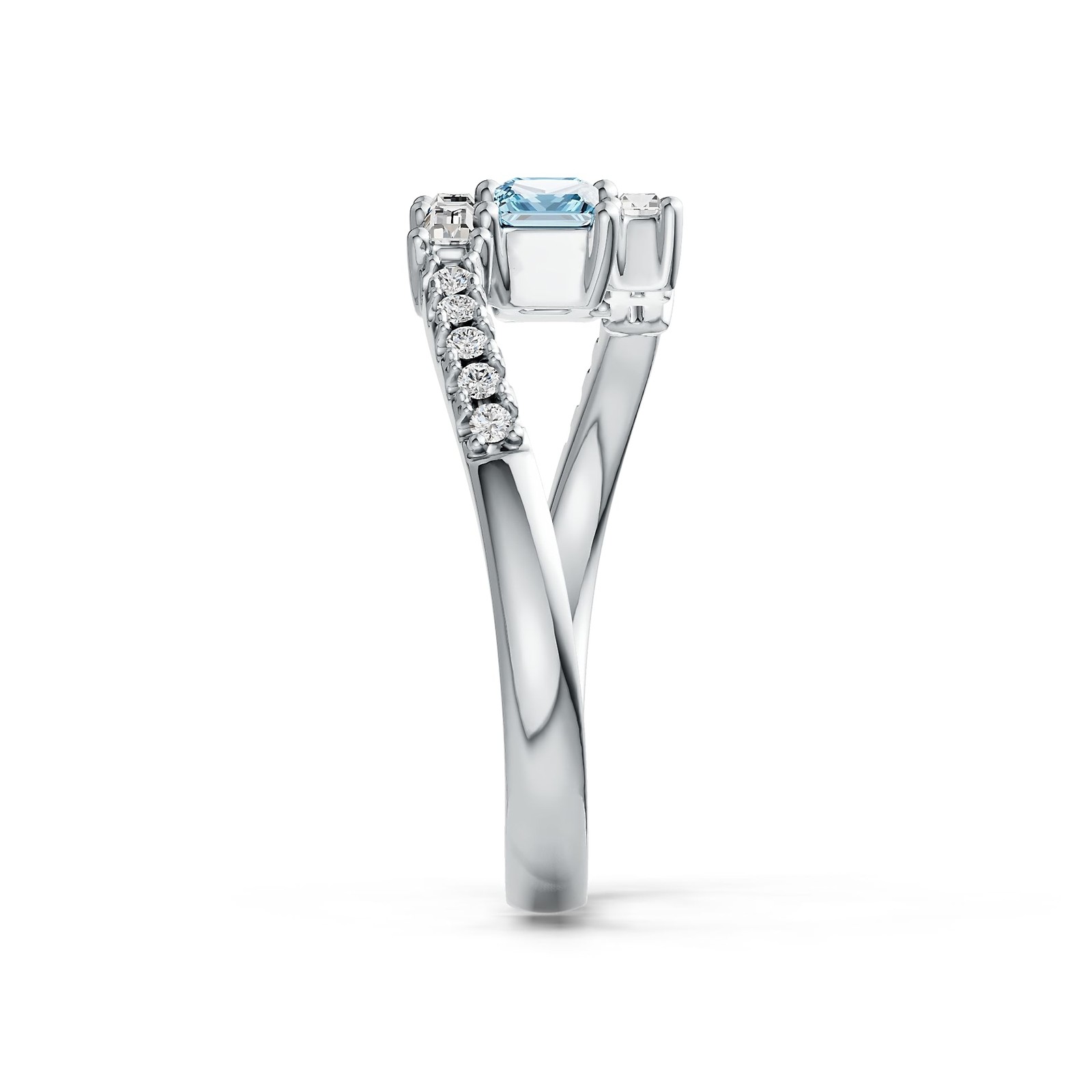 Sterling Silver Semi Mount Ring Setting Princess SQ 3X3mm with White Topaz