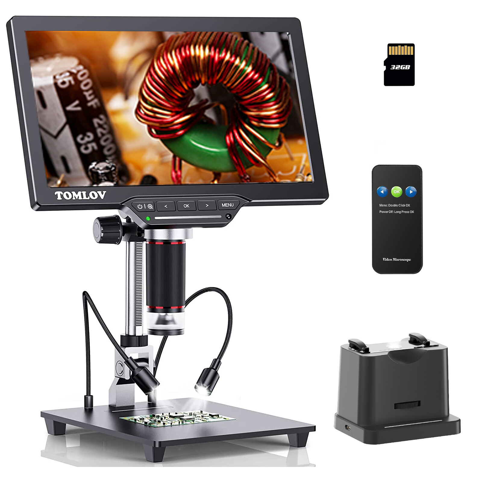 TOMLOV DM202 Max Digital Microscope 1500X HDMI for Electronics Repair For PC/TV