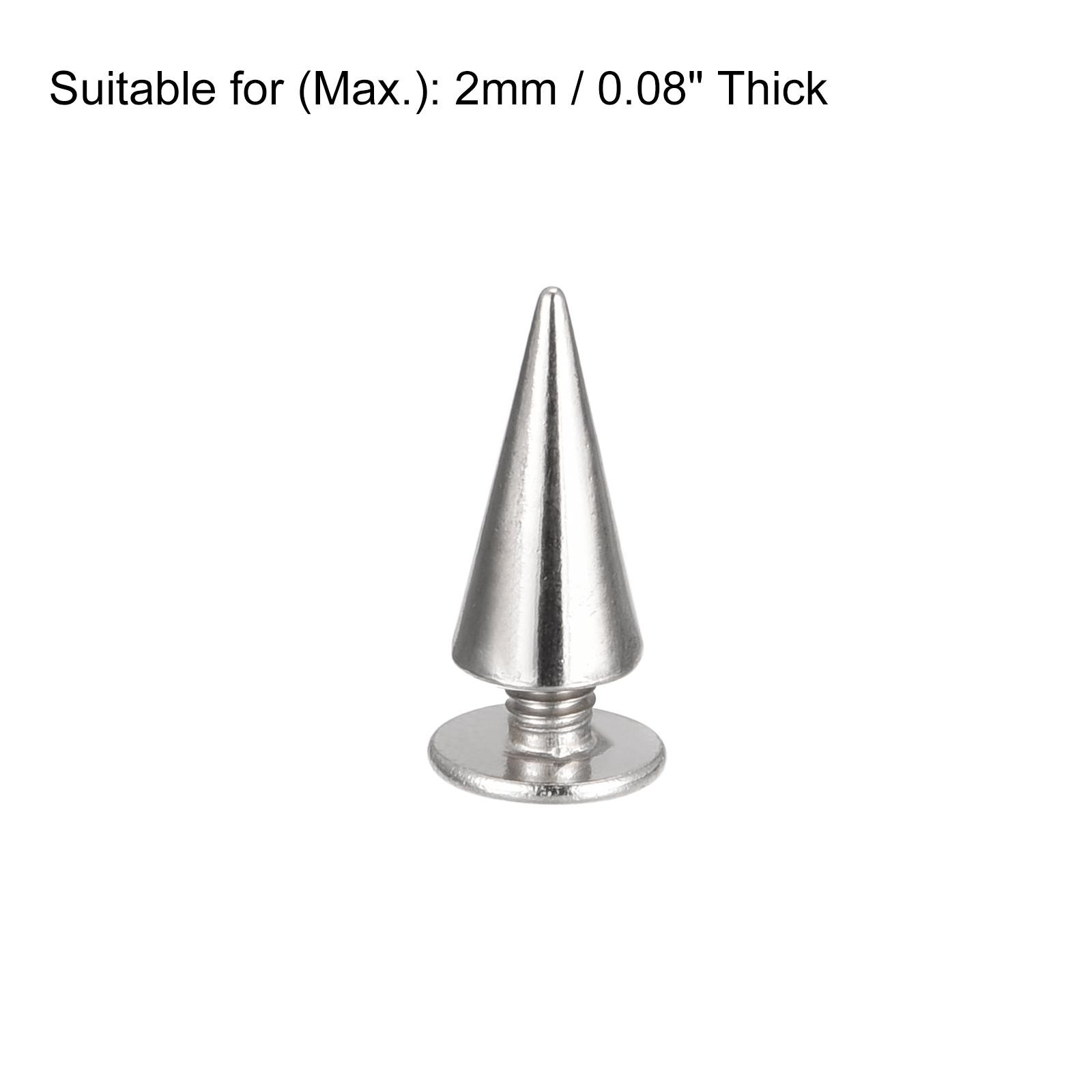 6x12mm Screw Back Rivets, 20 Set Solid Leather Studs Silver Tone