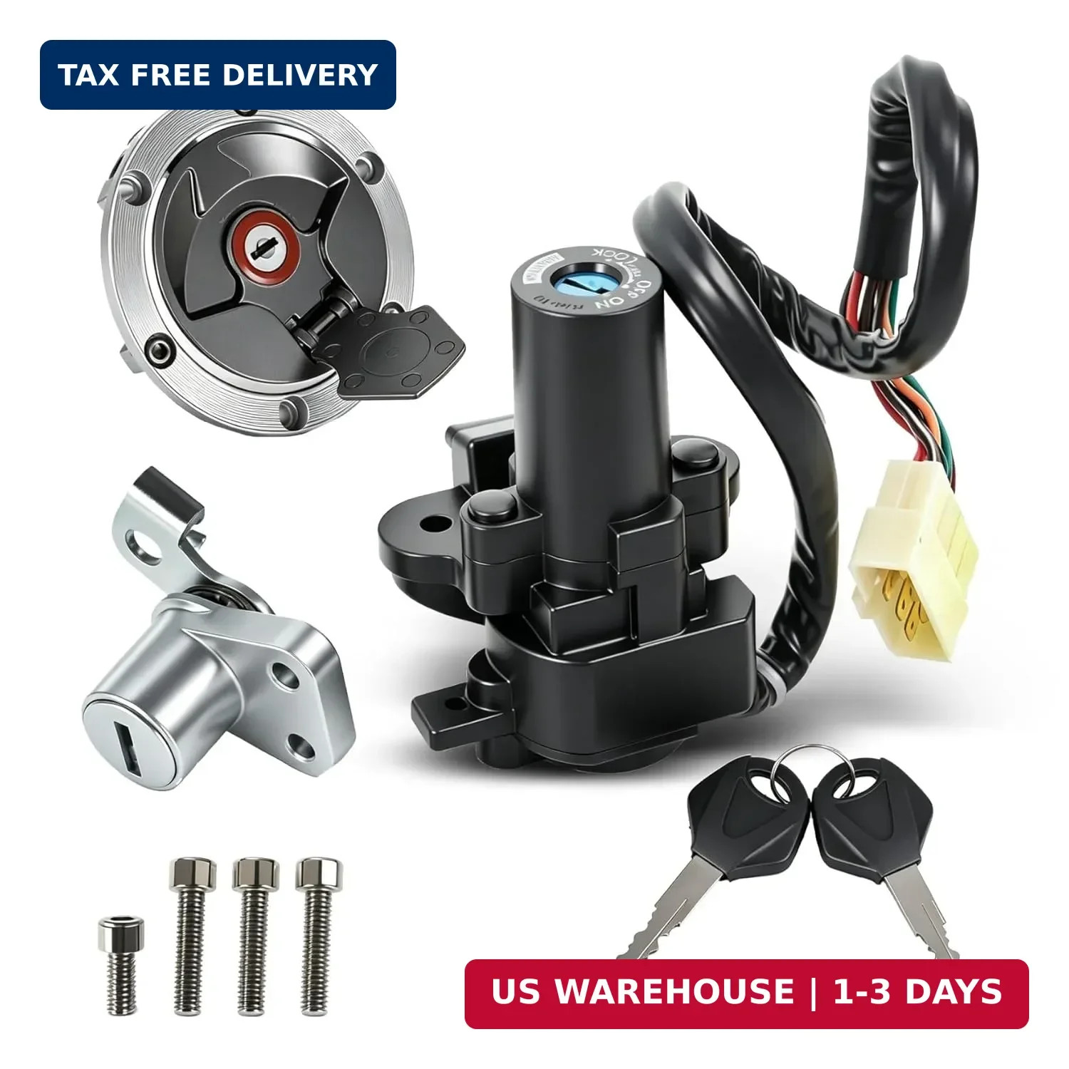 Ignition Switch Lock Key Fuel Gas Cap Replacement for 2012 Ninja 250R EX250J SE