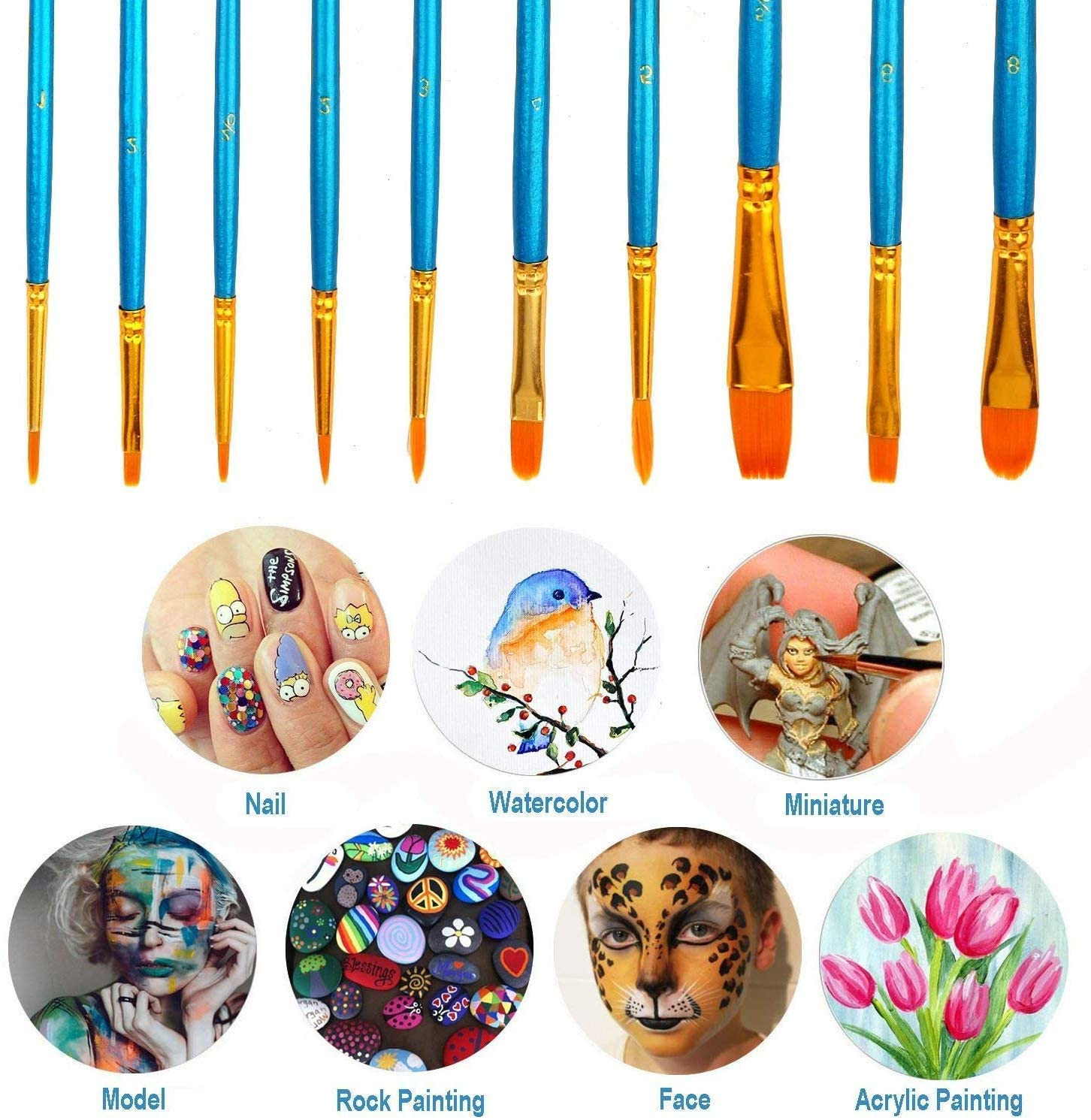 Acrylic Paint Brushes Set, Easter Basket Stuffers, 20Pcs round Pointed Tip Artis