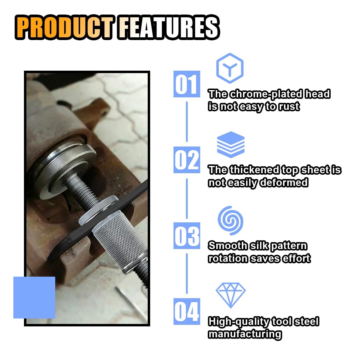 Brake Caliper Piston Rewind Tool, Car Rear Pad Wind Back Right...