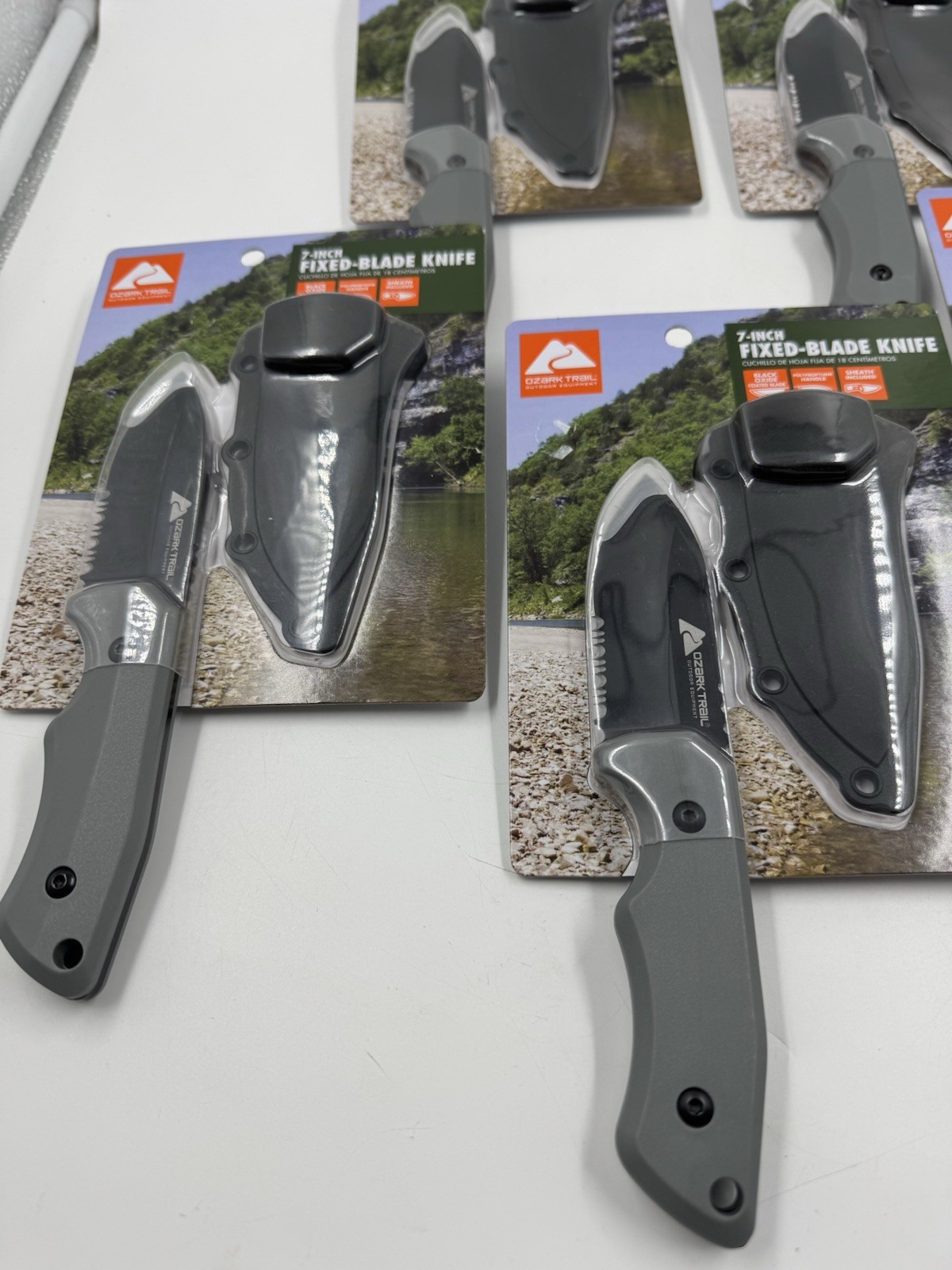 (5) Ozark Trail 7” Fixed Blade Knife w/ Black Polypropylene Handle & Sheath