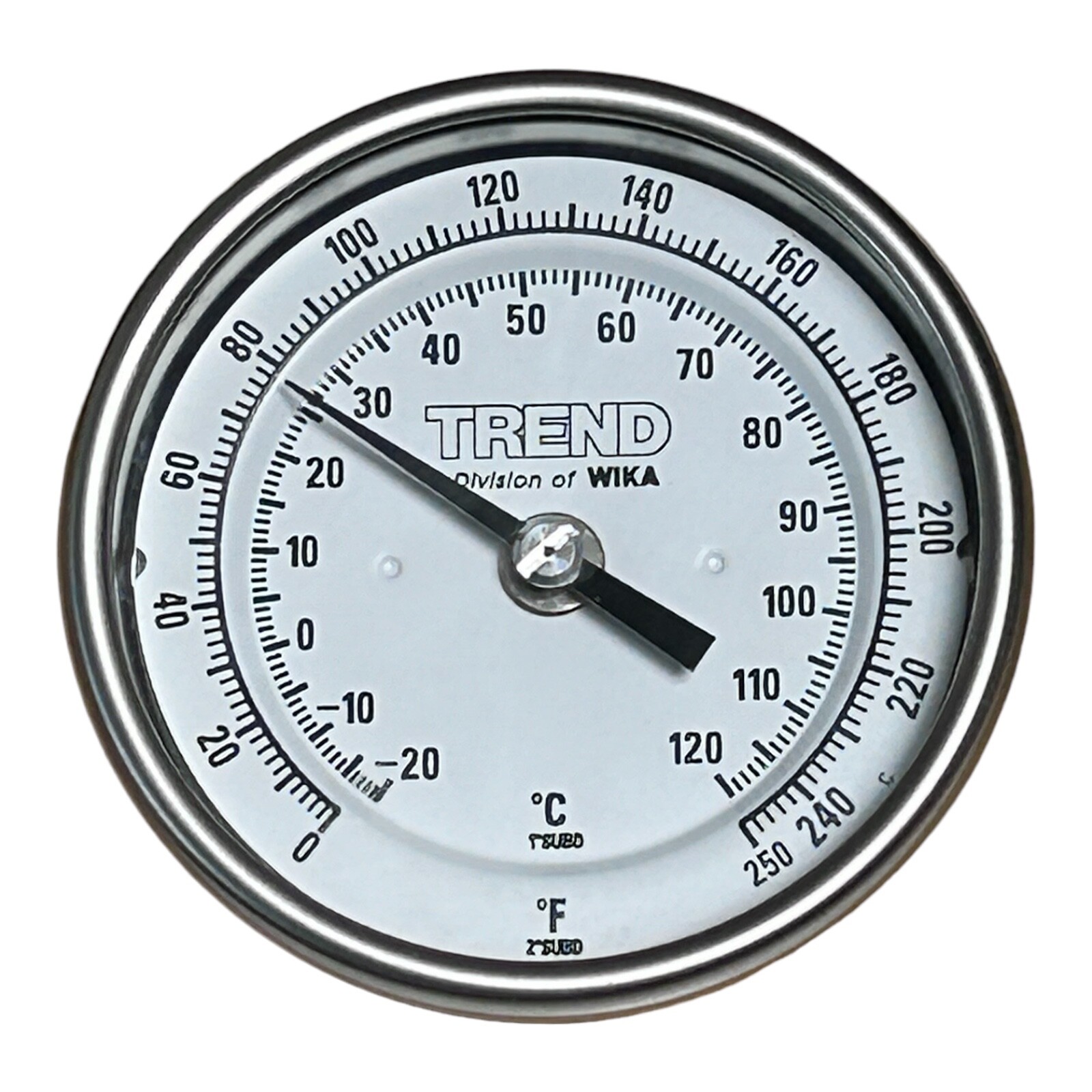 WIKA Trend TI.33 Bimetal Thermometer 1/2" NPT Range 0/250 F/C Stem 2.5"
