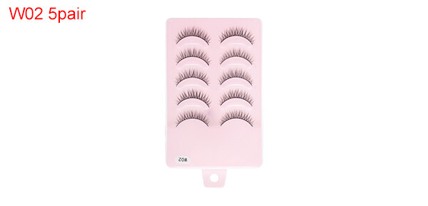 Natural False Eyelashes for Makeup Black W02 5 Pair