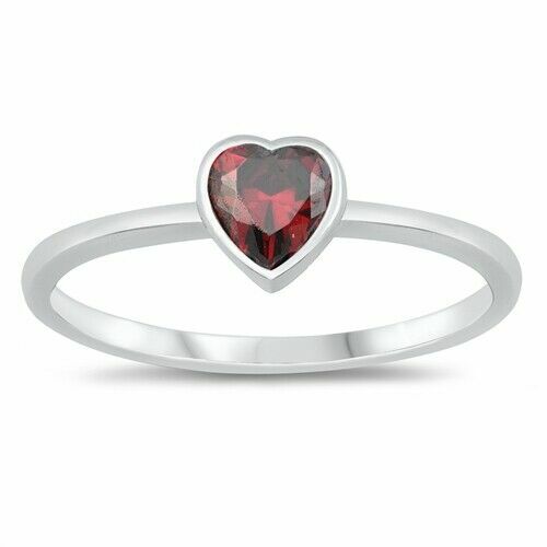 Red crystal heart sterling silver toe rings