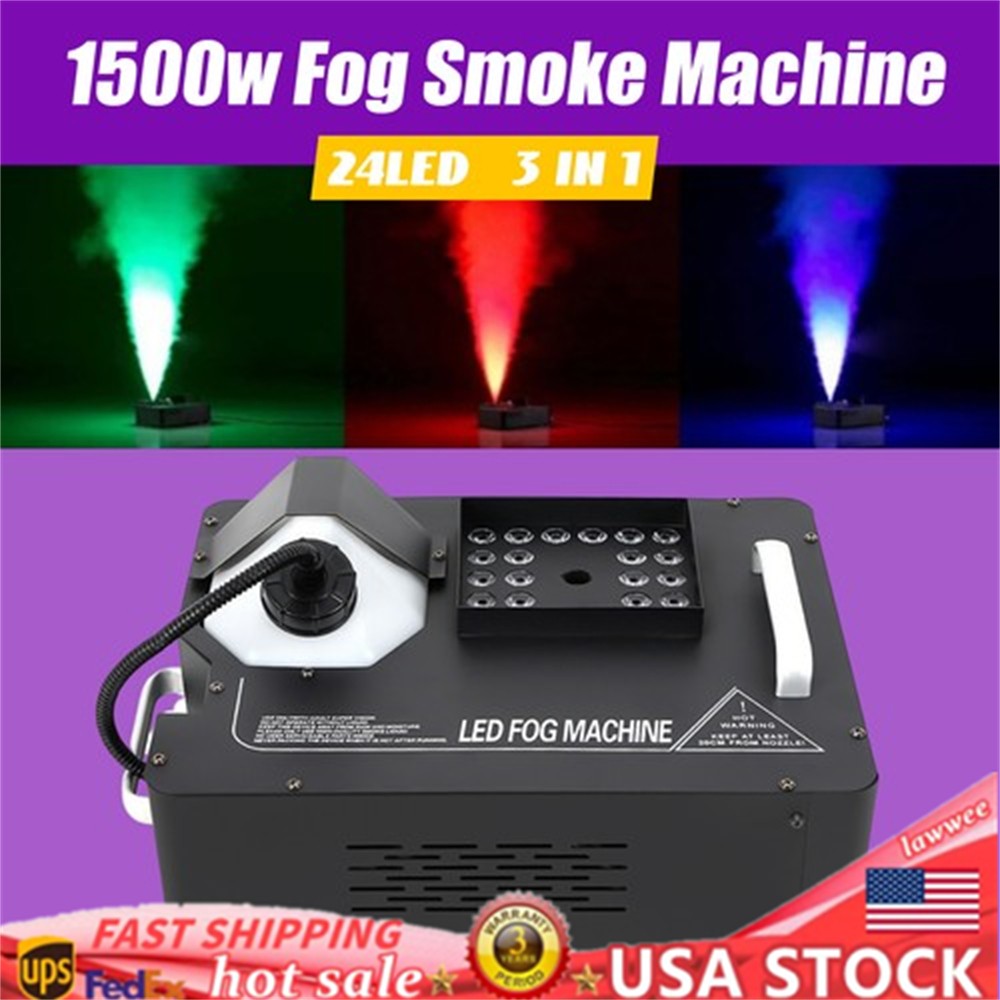 1500W Stage Smoke Fog Machine Stage Effect with Remote & Power Cord DMX 24LED