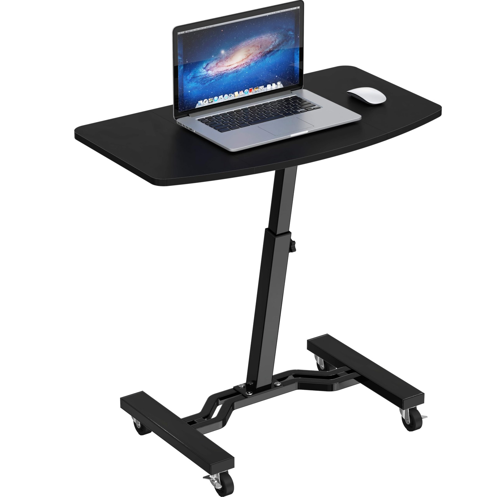 Mobile Height Adjustable Laptop Rolling Cart with Height Adjustment from 28" ...