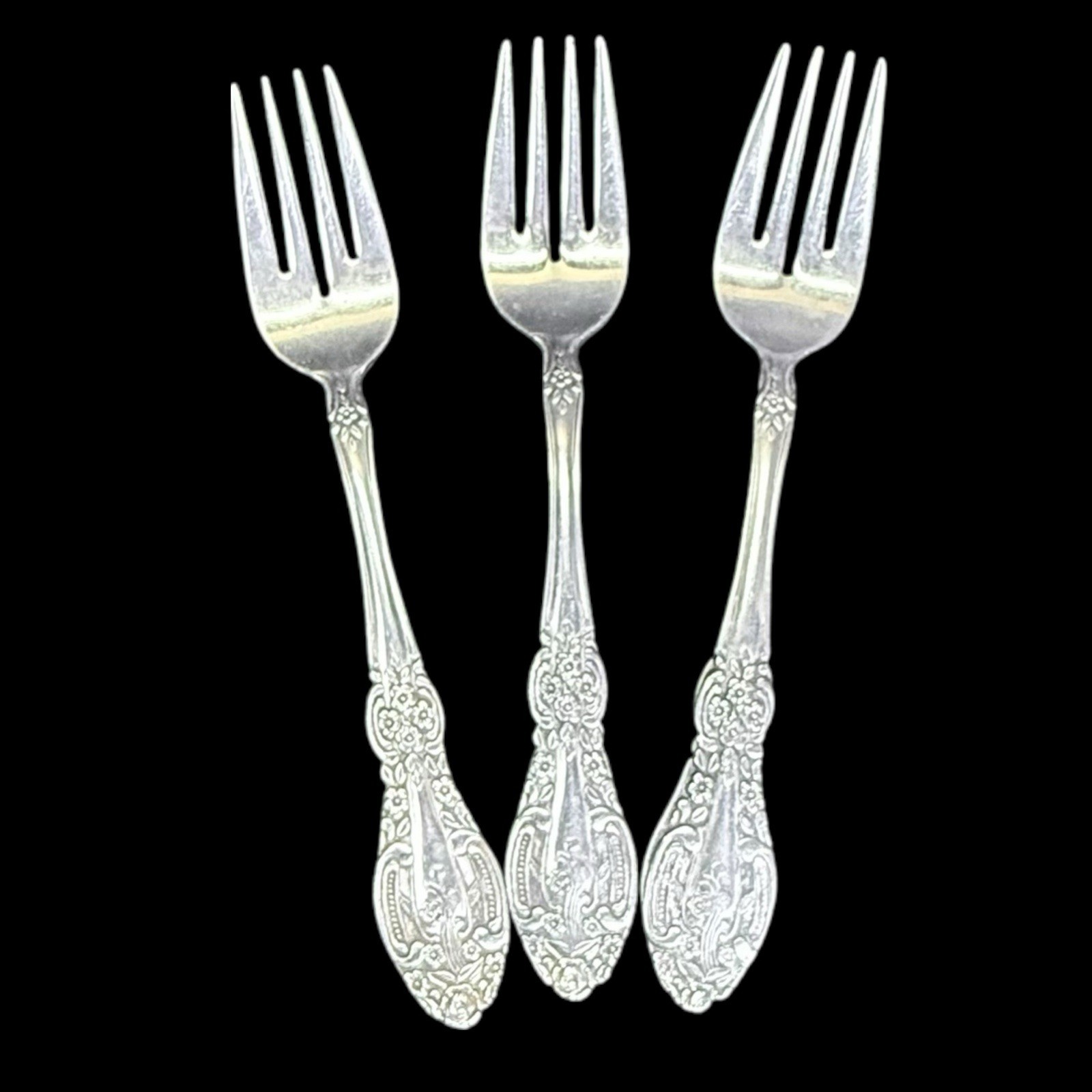 Springtime Salad Forks Stainless Steel Japan Flowers & Swirls Set Of 3