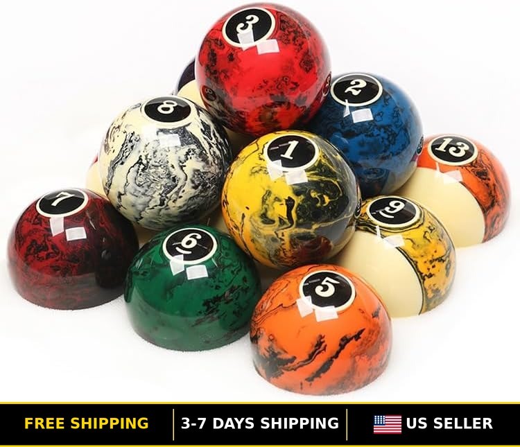 Premium 2-1/4" Marble Swirl Billiard Balls Set | Colorful Pool Balls for Sale