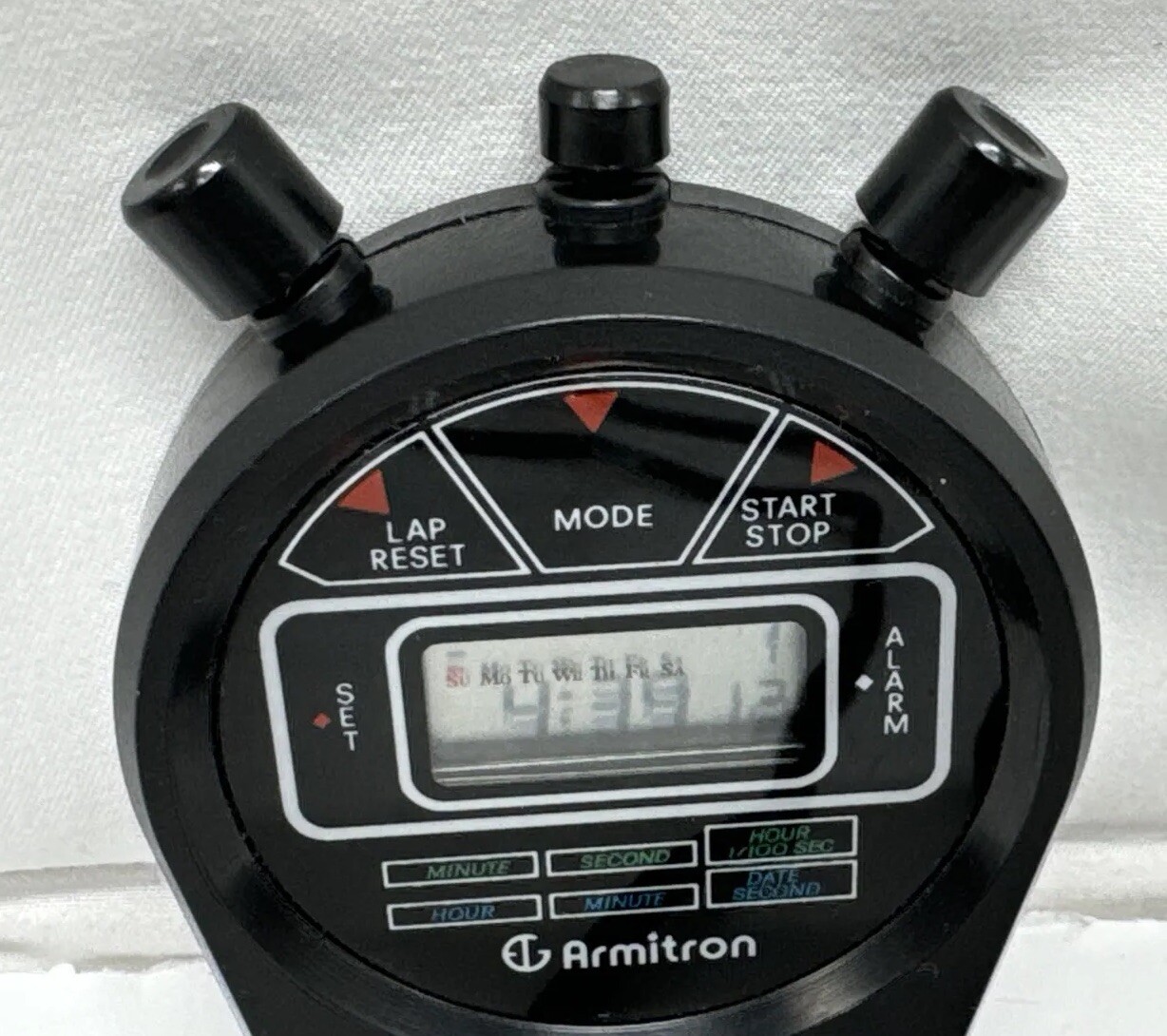 Armitron Date Lap Stopwatch Stop Watch Clock Alarm NEW BATTERY