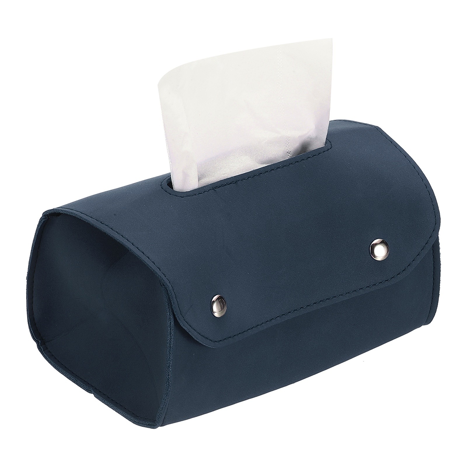 PU Tissue Box Cover with Button Tissue Holder(Deep Blue, 7 x 3.94 x 3.15 Inch)