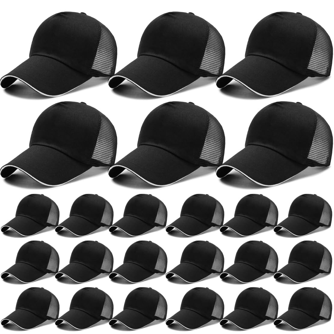 Baseball Cap Adjustable 24 Pack Blank Trucker Hats Bulk Wholesale - Perfect