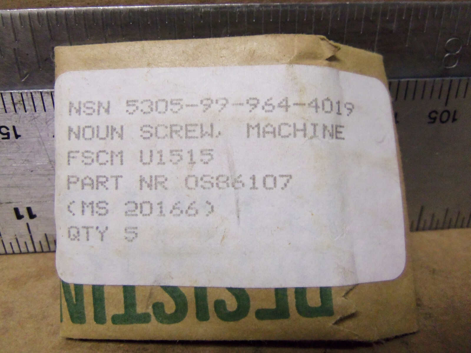 Dgs And E Tig Irc - Machine Screw - P/N:  0S86107 (NOS)