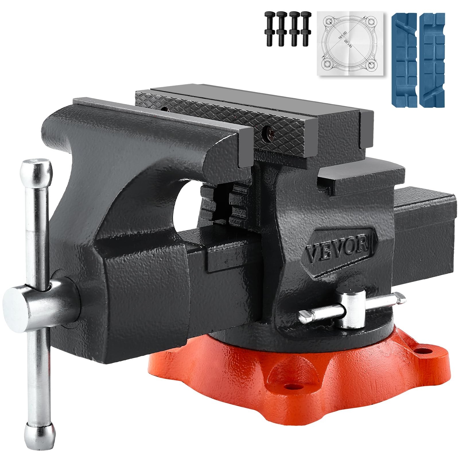 Vevor Bench Vise 5.5 Jaw Width 5.5 Max Jaw Opening Multipurpose Vise 360 Swivel