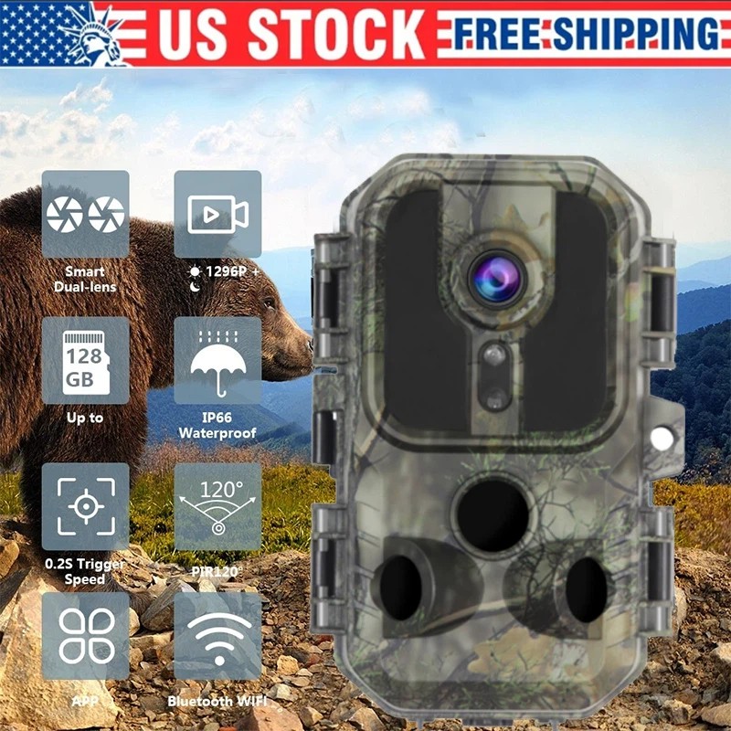 2.5K Trail Camera 24MP Wildlife Hunting Night Vision Motion Waterproof Cam
