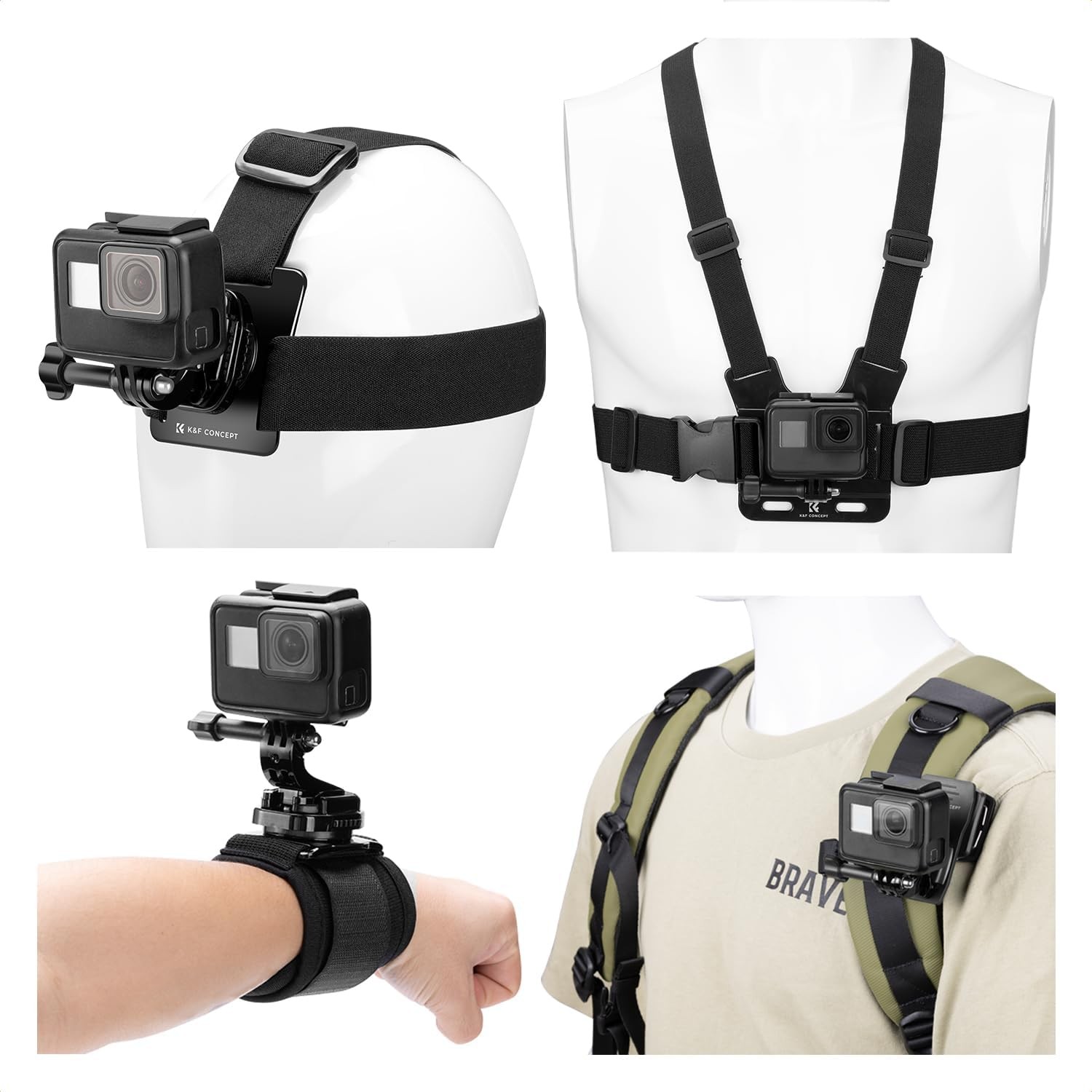 K&F Concept Chest Strap Harness for All GoPro Hero 13/12/11/10/9/8/7/6/5/4 DJI