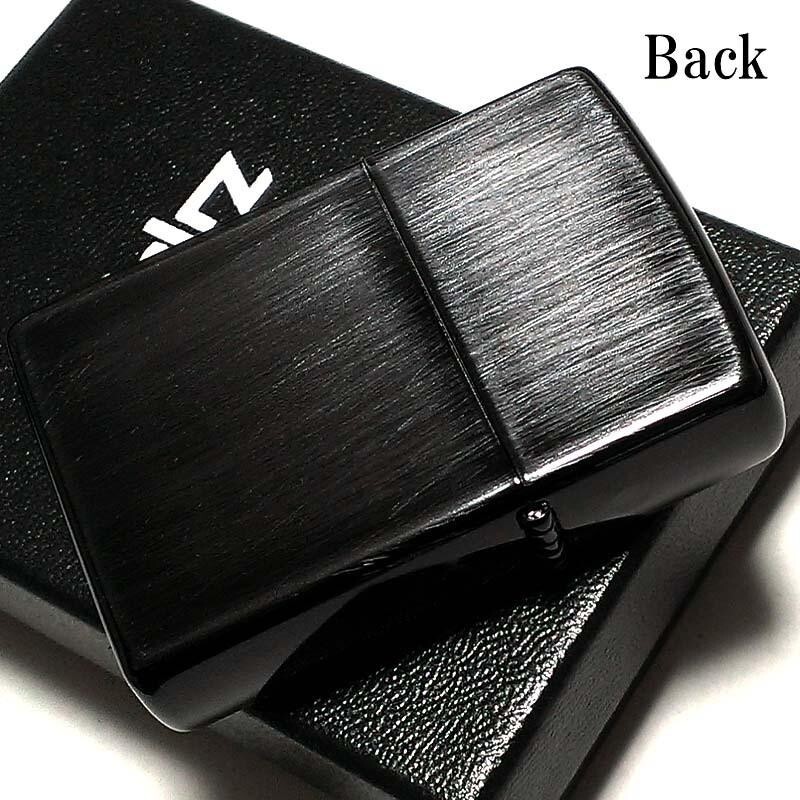 Zippo Lighter Black Used Finish Double Sided Processing Regular case Japan New