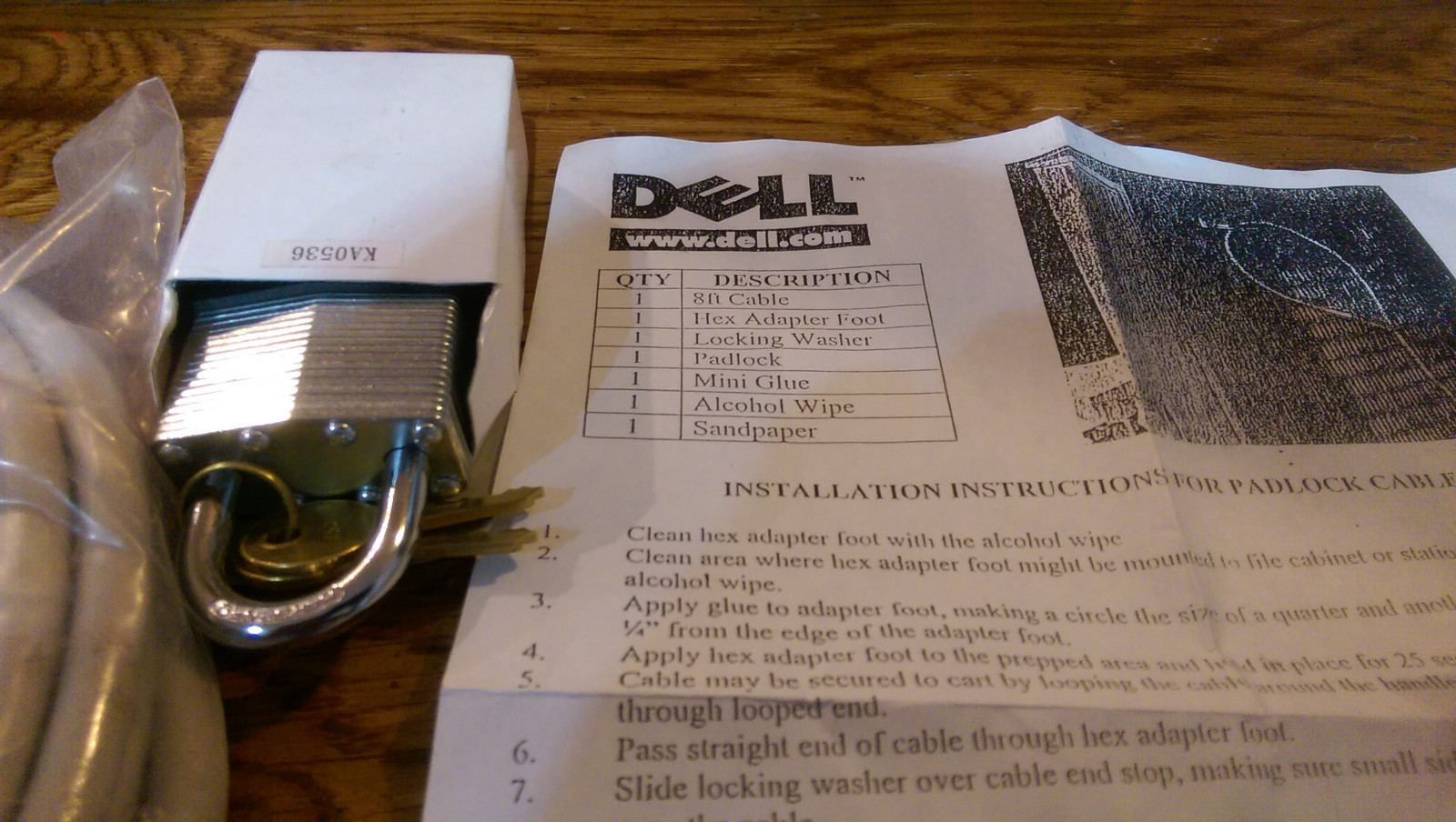 DATAMATION DELL COMPUTER SECURITY SYSTEM -- Cable & padlock NEW
