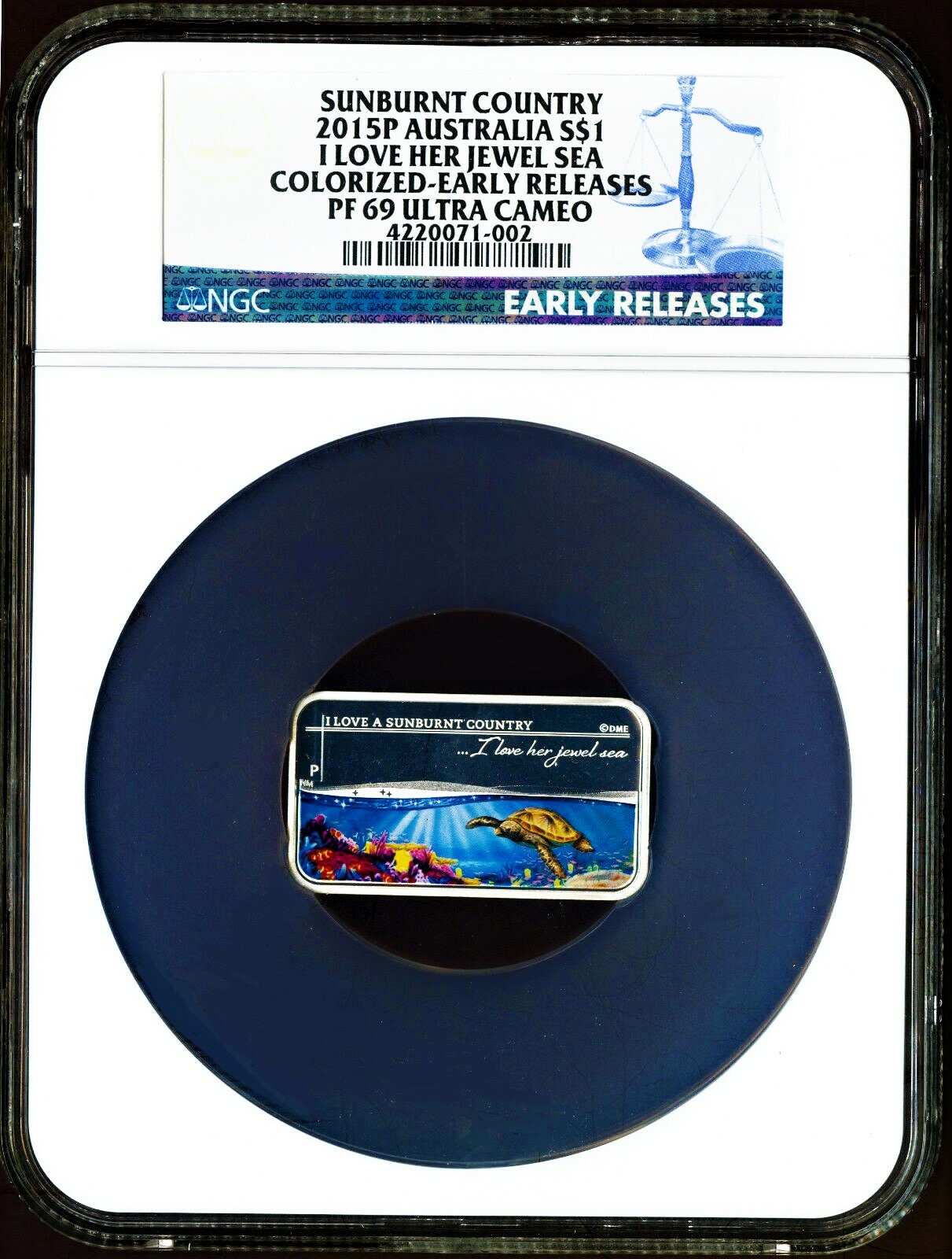 2015 $1 Sunburnt Country I LOVE HER JEWEL SEA 1oz Silver Coin NGC PF69 ER