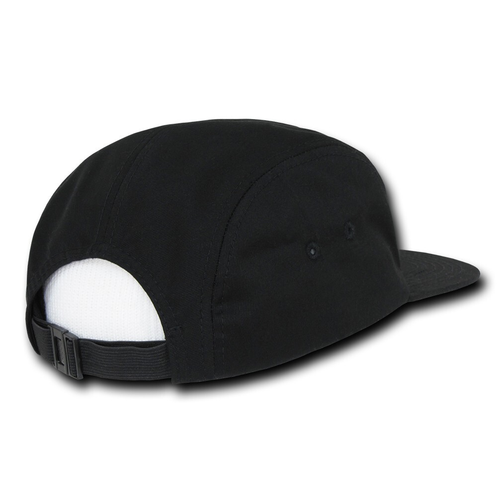 5 Panel Racer Cap - Black, Cotton Hat (Decky 985-BLK, New with Tags)