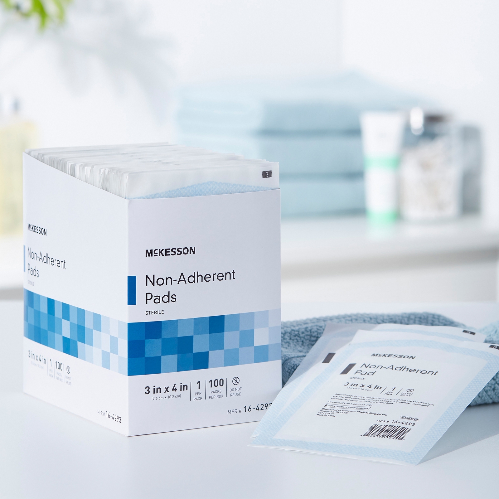 McKesson Sterile Non-Adherent Dressing Rectangle 3 x 4" 16-4293 100 per Box