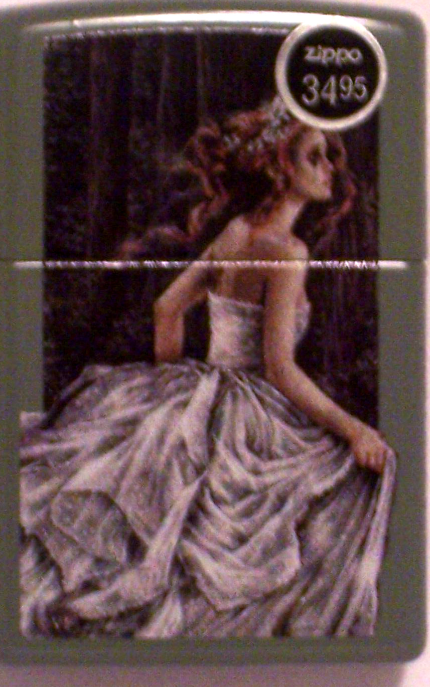 New Windproof Zippo USA oil Lighter 48971 Victoria Frances Bride Sage color Case