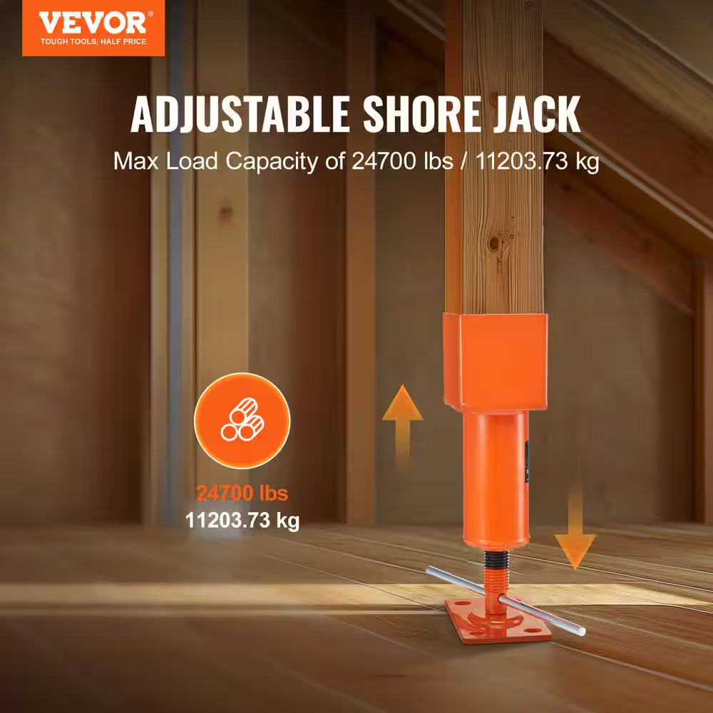 Screw Jack Post, 4 X 4 In. 13.2 -18.7 In. Height Range, 24,700 Lbs. Max Load Cap