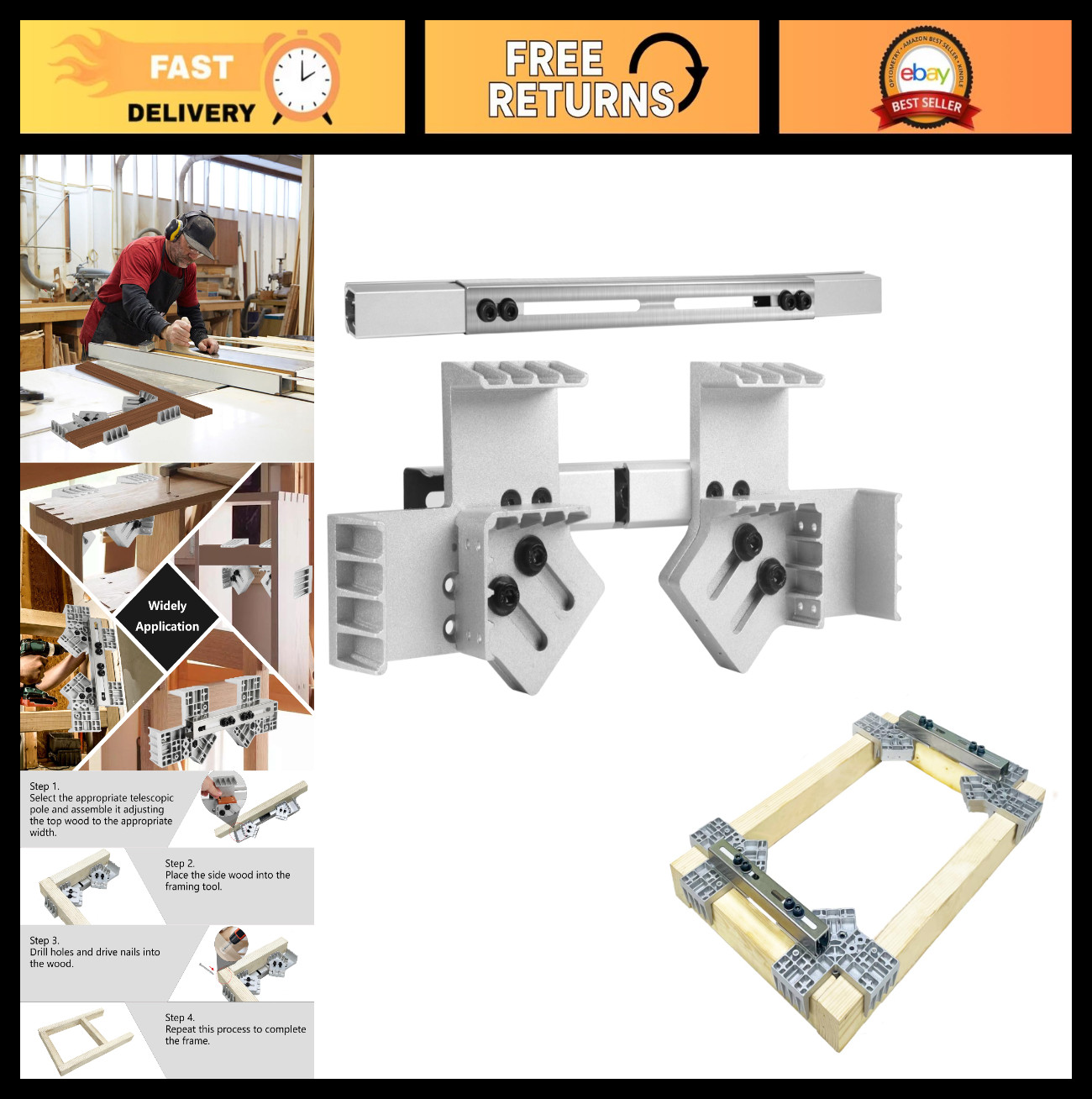 Adjustable Aluminum Framing Tool Set - 12-16" & 16-24" Center Spacing for Walls,