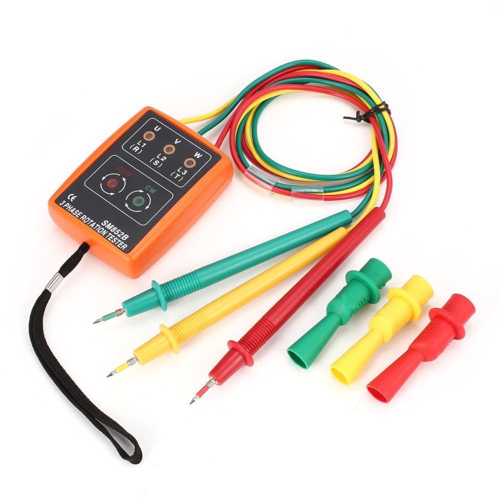 SM852B Digital Phase Sequence Indicator 60-600V AC Tester for 3 Phase Power