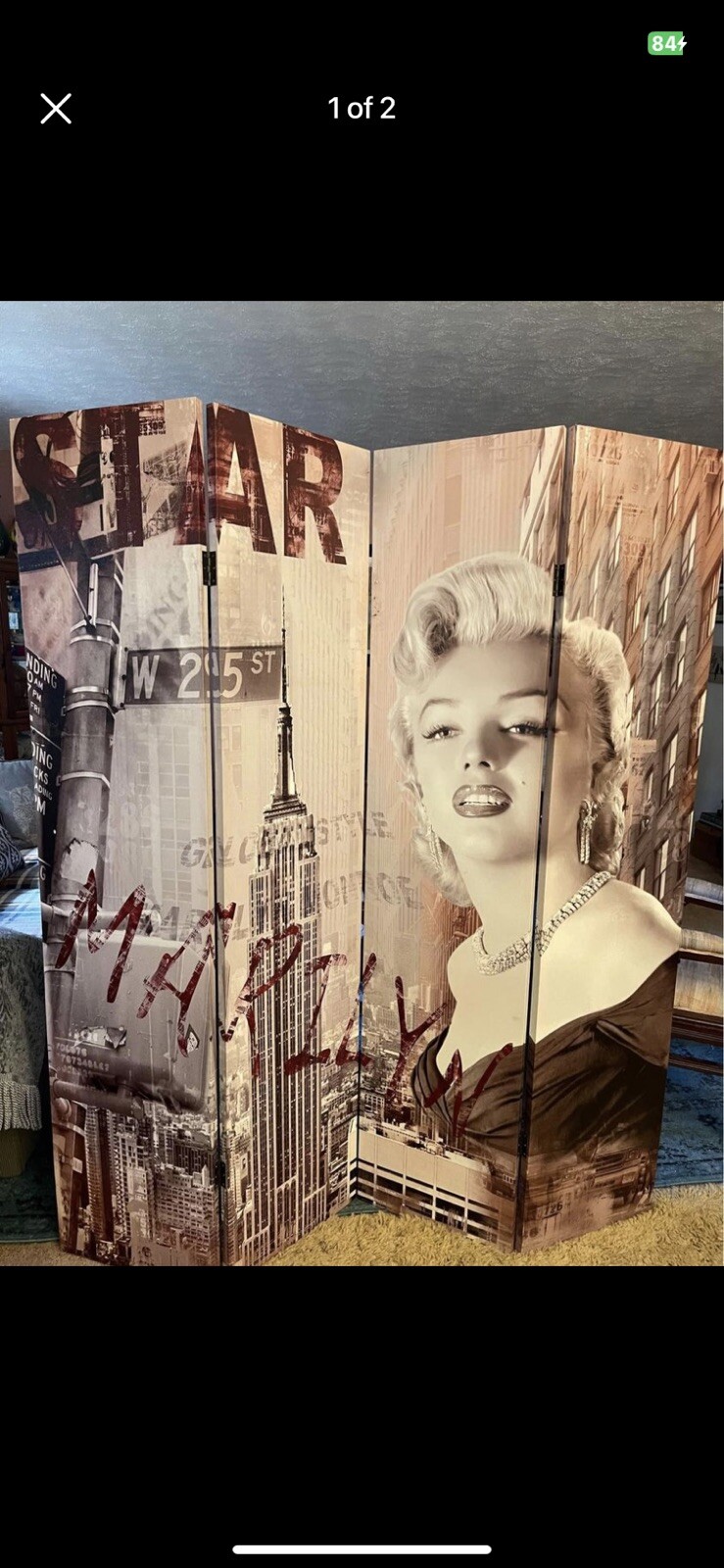 Large 4 Panel Canvas Madeley Monroe ￼Room Divider Screen