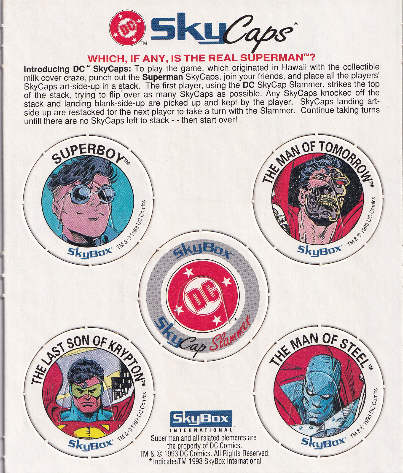 DC Skycaps "Which, If Any Is The Real Superman?" 1993 Skybox    B