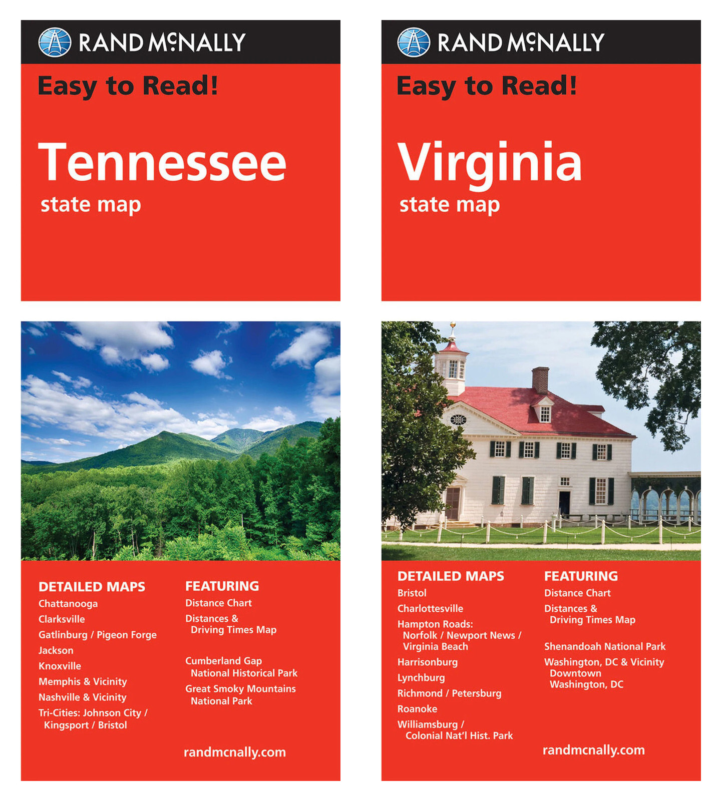 Rand McNally State Maps: Tennessee and Virginia (2 Maps)