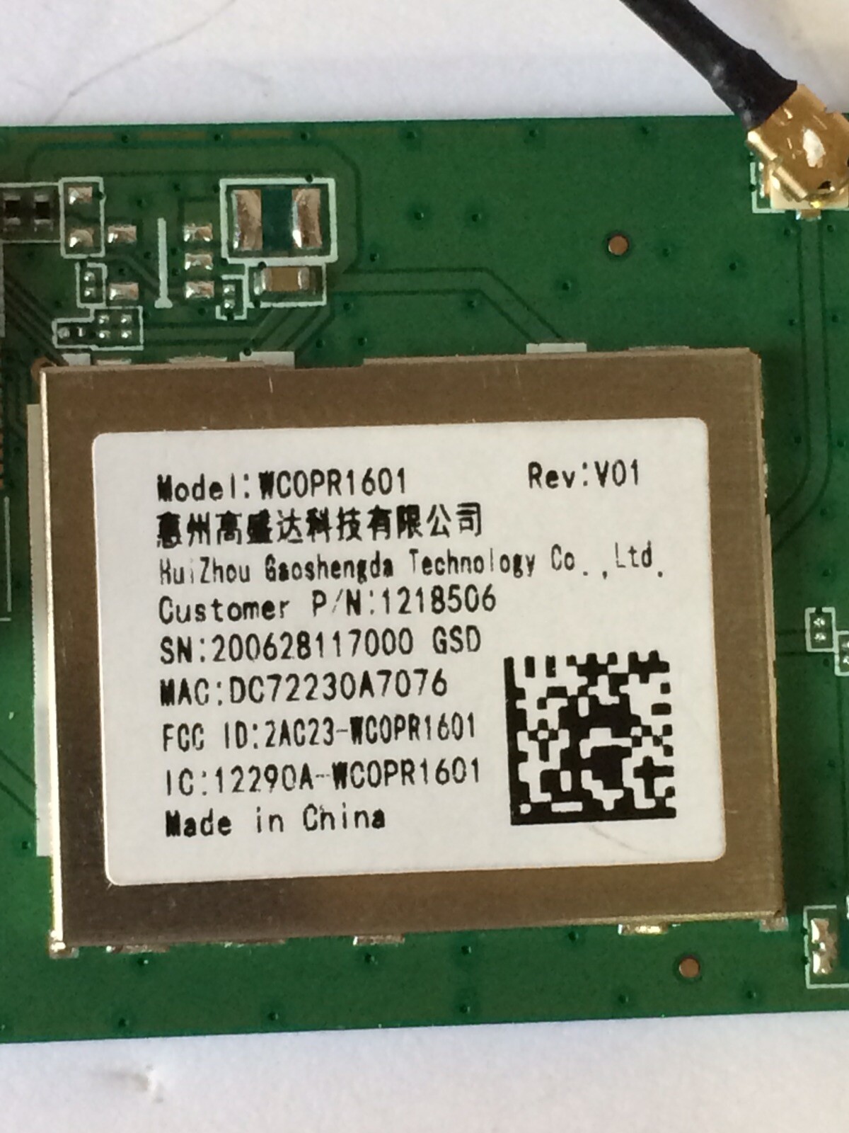 ONN 100068372 WIFI MODULE WCOPR1601