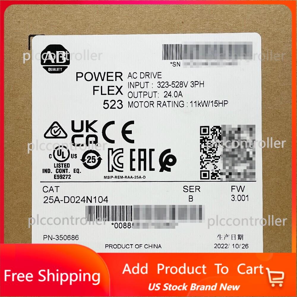 25A-D024N104 /B PowerFlex 523 AC Drive 11kW 15Hp Allen Bradley US Free Tax