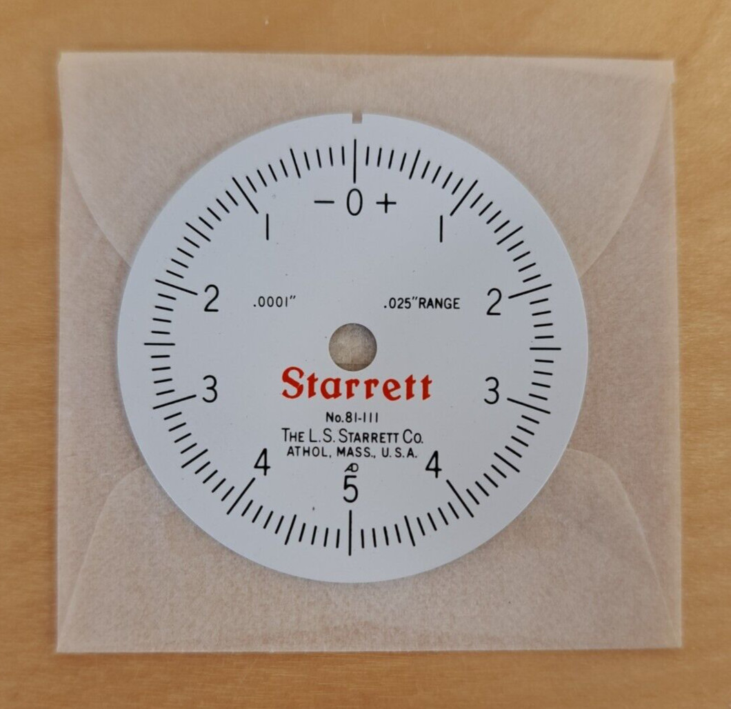 NOS Vintage L.S. Starrett Dial Indicator Dial Face Only, No 81-111 , 1.500" Dia.