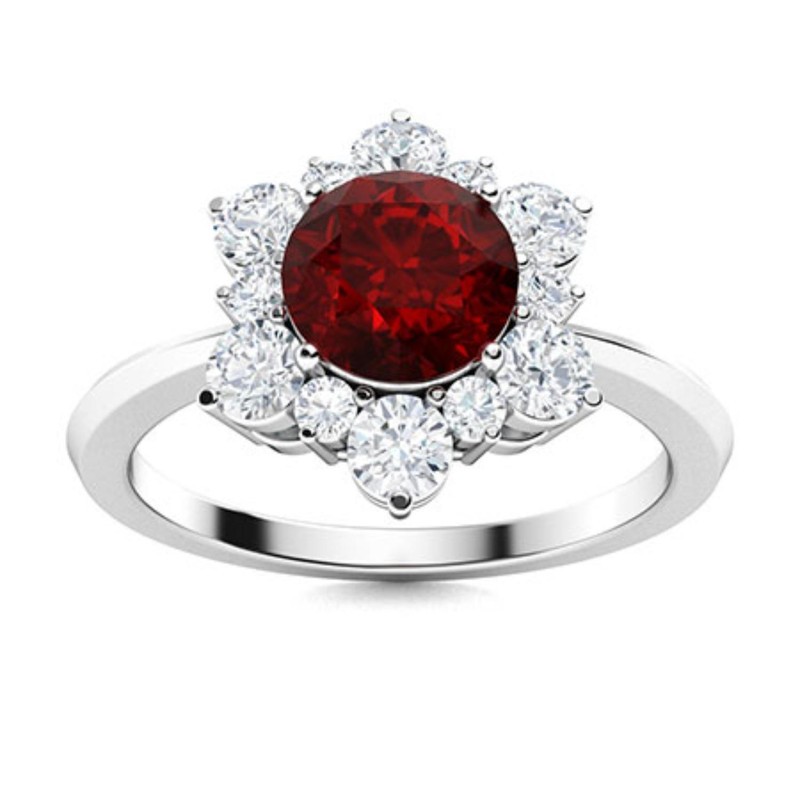 Sterling Silver Garnet Stone Solitaire Crown Chakra Prong Ring Jewelry Size7