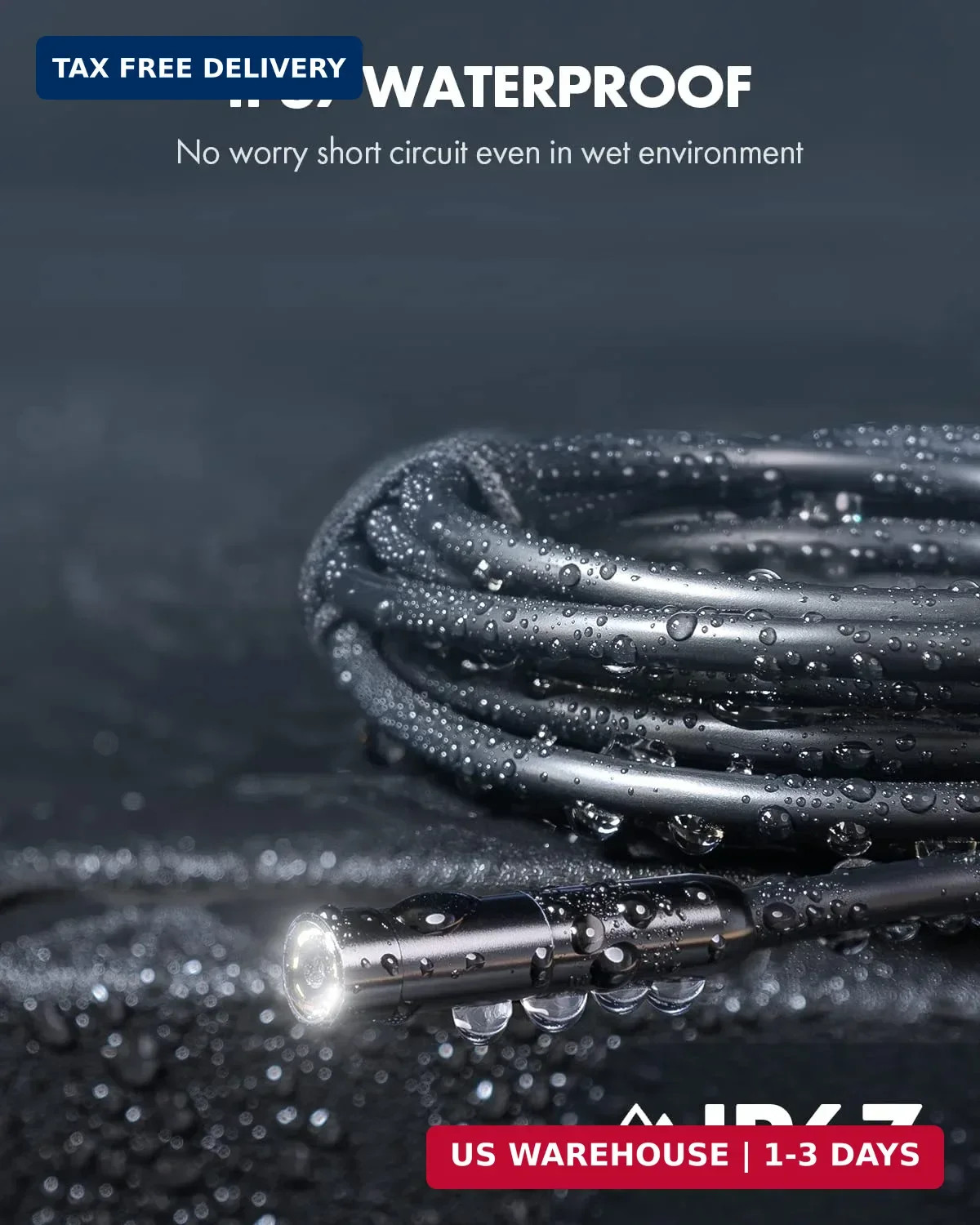 Endoscope Camera with Light, 1920P HD Borescope with 8 Adjustable LED Lig