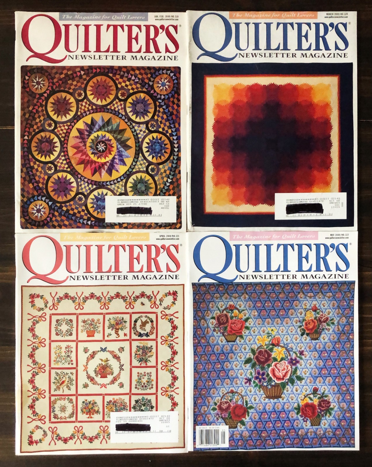 2000 Quilters Newsletter Magazine - Lot of 9