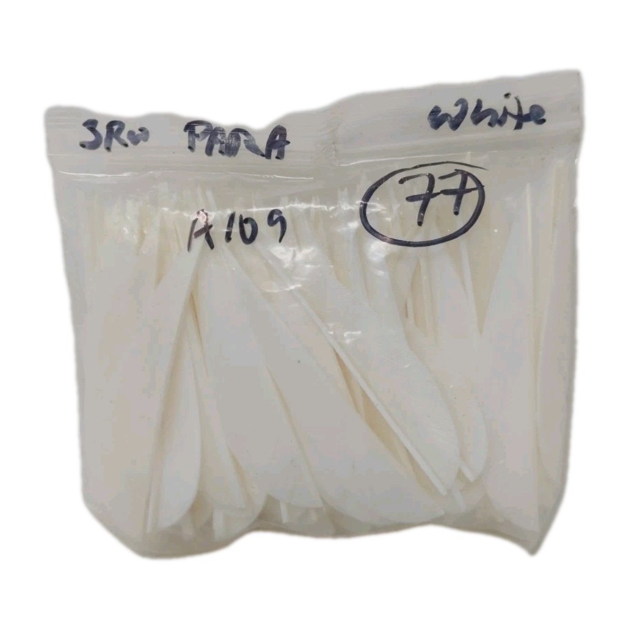 77 Count Archery Arrow Feathers 3" Right Wing Parabolic: White