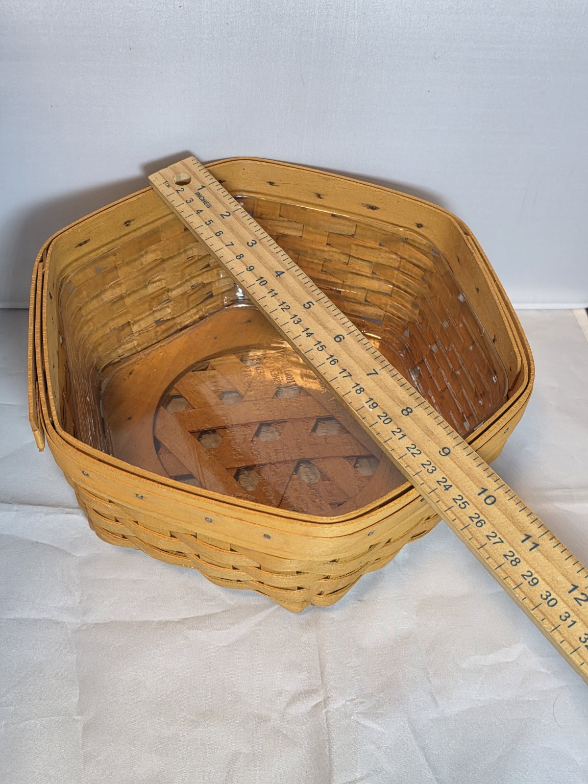 Generations Longaberger Hexagon Basket with Plastic Protector 4" height 9" Width