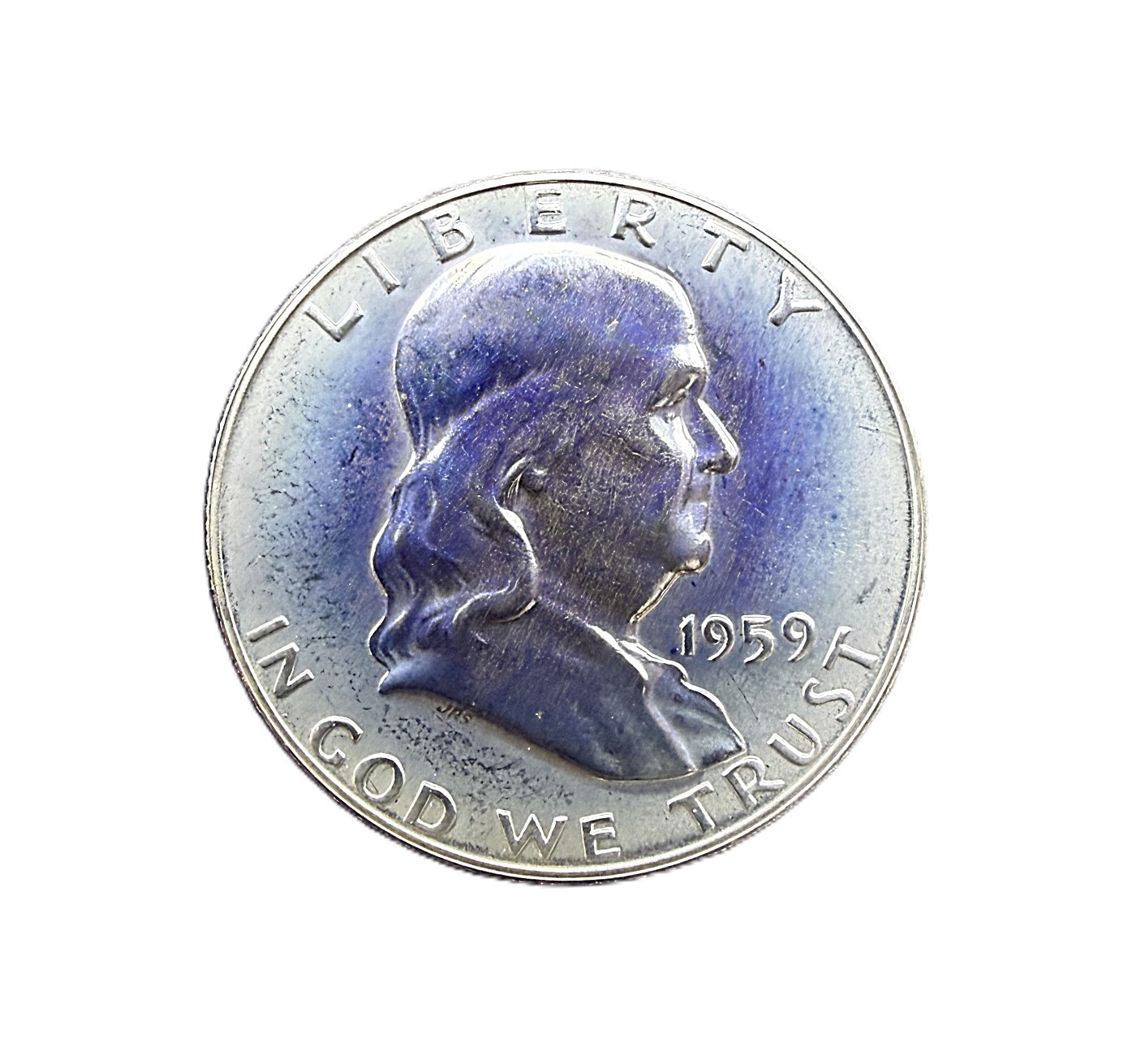 1959 Franklin Half Dollar Silver Coin - Toned UNC